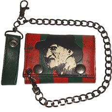 Mens NIghtmare on Elm Street Freddy Krueger Trifold wallet with chain Wes Craven
