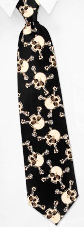 Men's skull and Crossbone Black Neck Tie