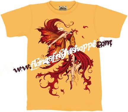 Amy Brown Fire Dance Faery / Fairy Tee - Yellow Size XL