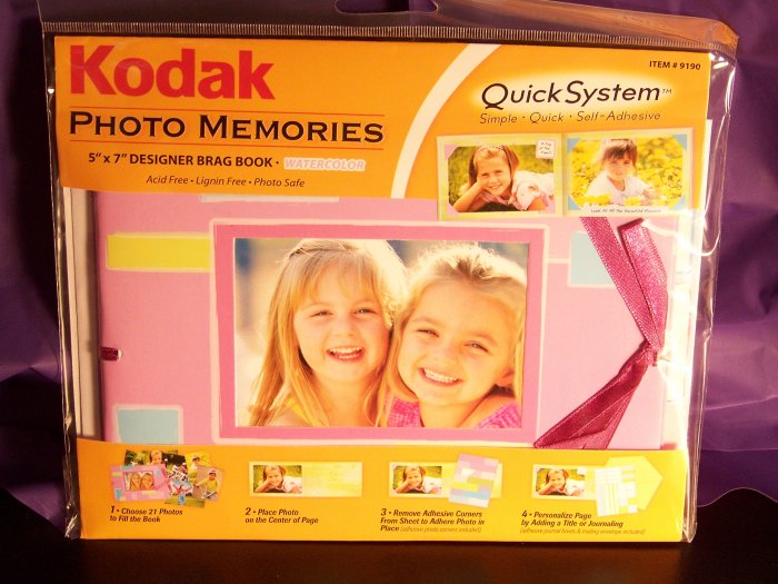 KODAK Watercolor Pink 5 x 7 Photo Memories Quick System Brag or Scrap Book Kit