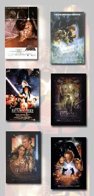 STAR WARS EPISODE I, II, III, IV, V, VI Movie Poster Set