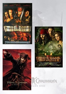 Pirates Of The Caribbean 1, 2, & 3 Movie Poster Set
