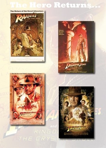 Indiana Jones I, II, III, IV Movie Poster Set