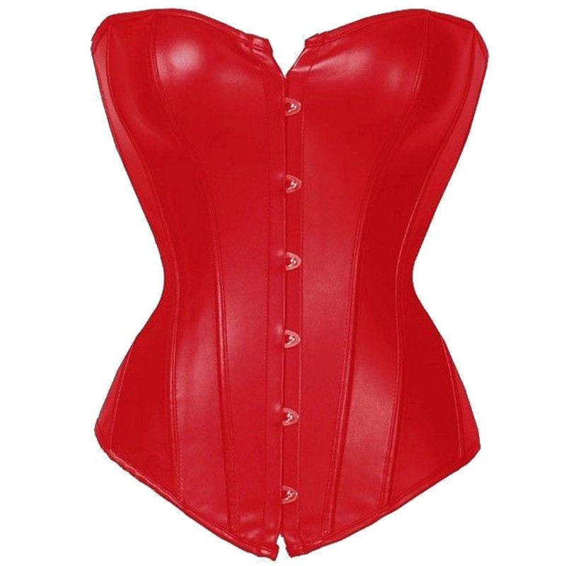 Women Leather Corset Steampunk Corselet Waist Trainer Shapewear Sexy Bustier Overbust Tops W580813B