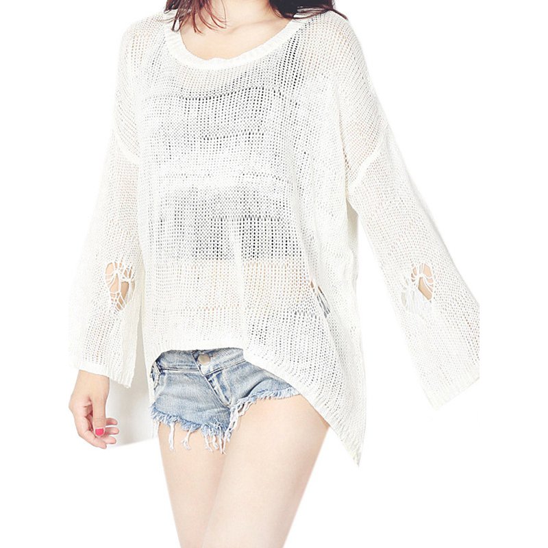 Knitted Crochet Women Blouses Fashion Spring Autumn Beach Kimono Knits Hollow Out ShirtTops WT52019A
