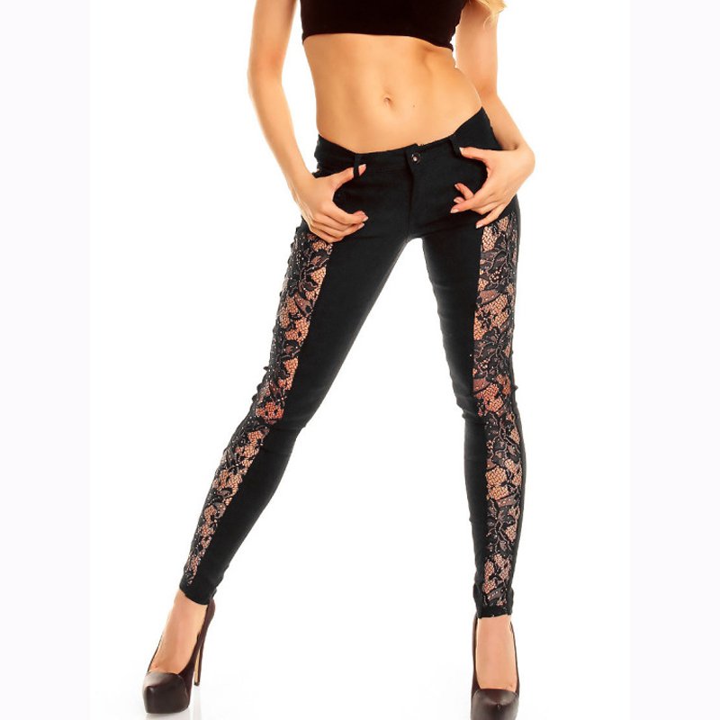 Lace Women's Pants Jeans Fashion Slim Women's Jeans Lace Pants Slippers Popular WT32629A