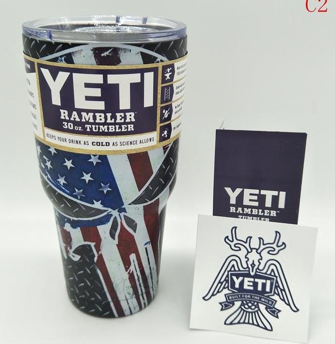 Camouflage Skull Star Today US Flag Colored YETI Rambler Tumbler 30 Oz Stainless FREE SHIPPING
