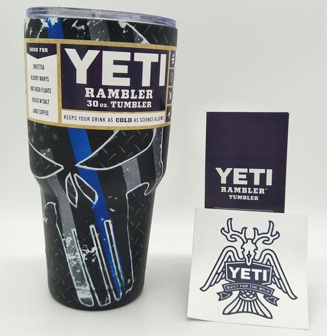 Camouflage Skull Star Today US Flag Blue Colored YETI Rambler Tumbler 30 Oz Stainless FREE SHIPPING