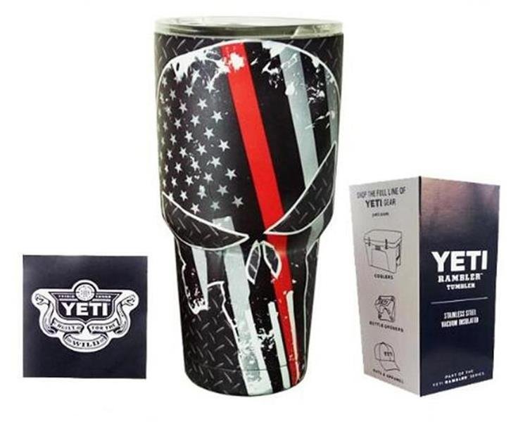 Camouflage Skull Star Today US Flag Red Colored YETI Rambler Tumbler 30 Oz Stainless FREE SHIPPING