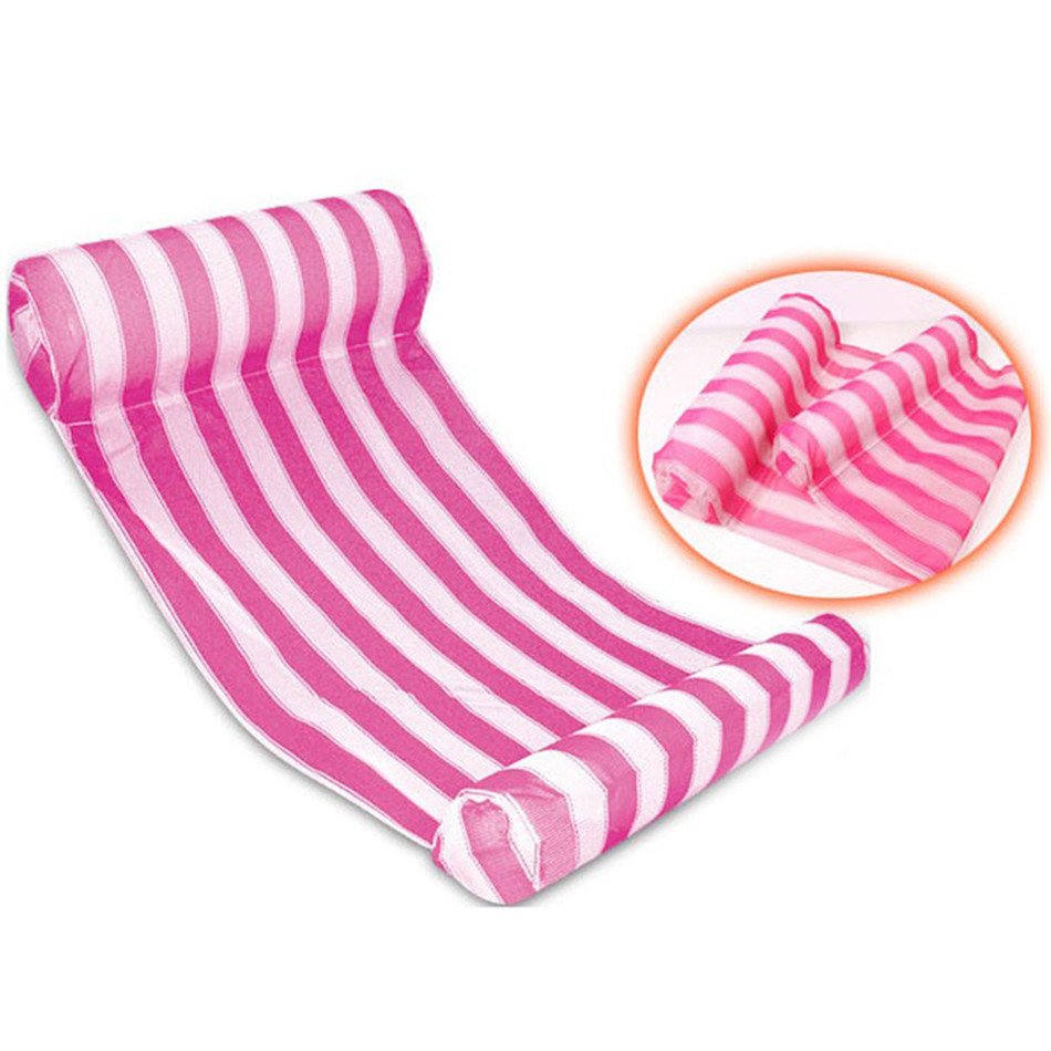 Red Rose Stripes Color Floating Inflatable Air Mattress for Swimming Activity