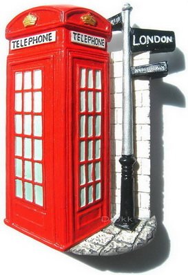 Souvenir Red Telephone Booth, LONDON United Kingdom, High Quality Resin 3D Fridge Magnet