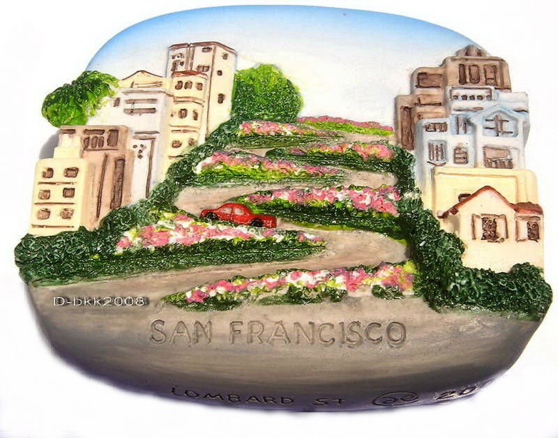 Souvenir Lombard St. SAN FRANCISCO United States, High Quality Resin 3D Fridge Magnet