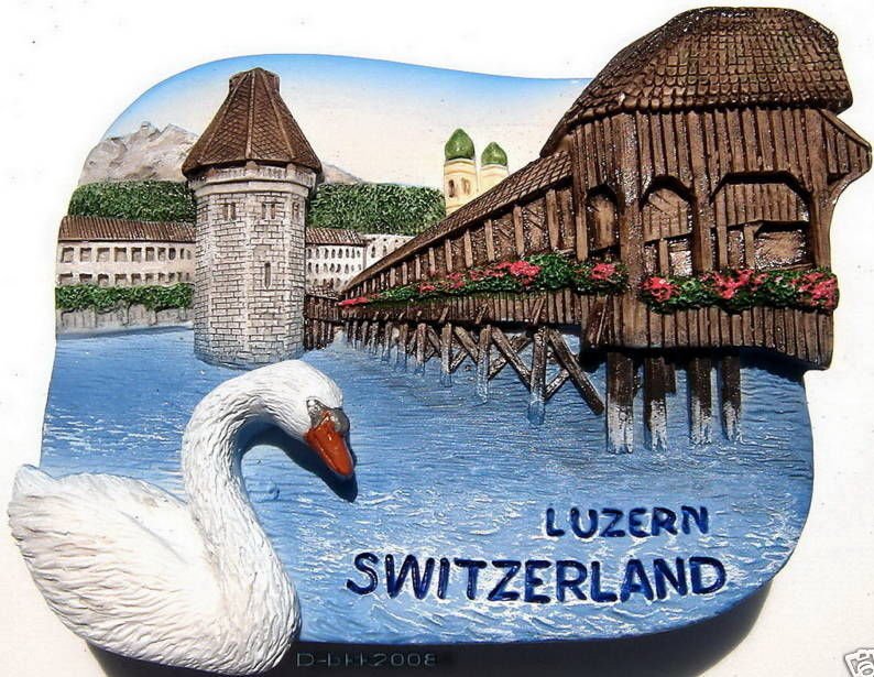Souvenir Chapel Bridge Water Tower, LUZERN, High Quality Resin 3D Fridge Magnet