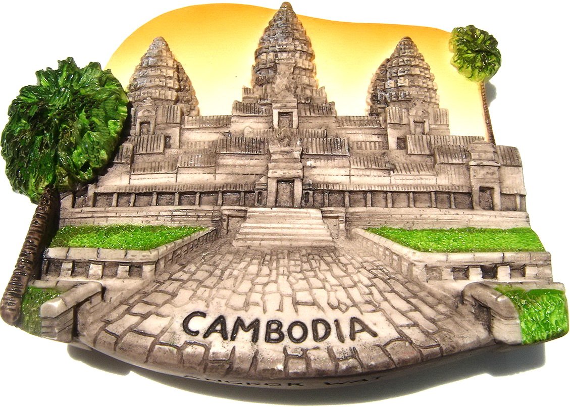 Souvenir Angkor Wat, CAMBODIA, High Quality Resin 3D Fridge Magnet