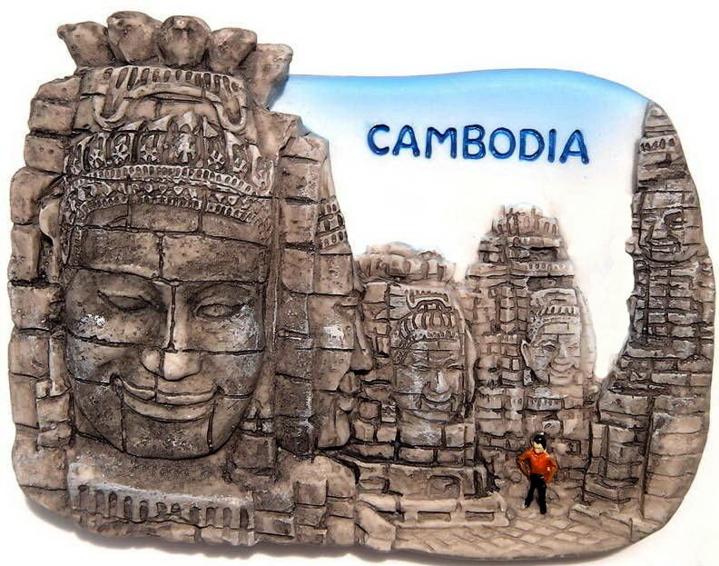 Souvenir Bayon, CAMBODIA , High Quality Resin 3D Fridge Magnet