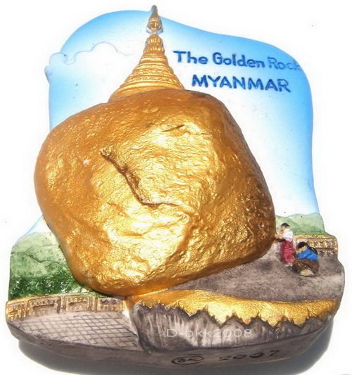 Souvenir The Golden Rock, MYANMAR , High Quality Resin 3D Fridge Magnet