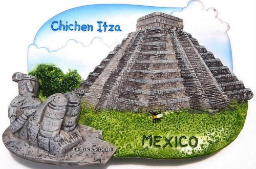 Souvenir Chichen Itza, MEXICO , High Quality Resin 3D Fridge Magnet