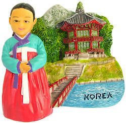Souvenir Korean Girl, KOREA , High Quality Resin 3D Fridge Magnet