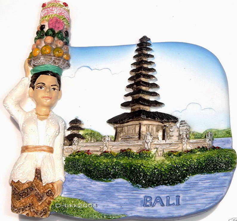 Souvenir Pura Ulun Danau Temple, BALI, Indonesia, High Quality Resin 3D Fridge Magnet