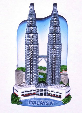 Souvenir Petronas Twin Tower, Malaysia, High Quality Resin 3D Fridge Magnet
