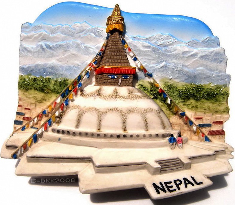 Souvenir Bouddhanath Stupa, NEPAL, High Quality Resin 3D Fridge Magnet