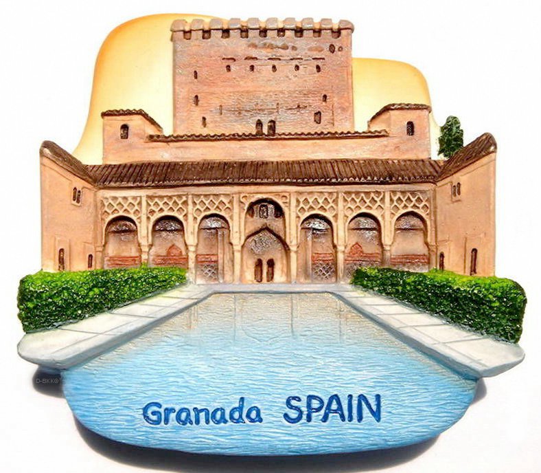 Souvenir Alhambra Palace, Granada, SPAIN, High Quality Resin 3D Fridge Magnet