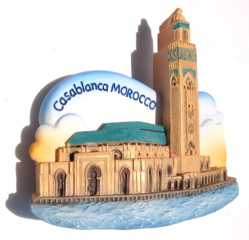 Souvenir Hassan II Mosque, Casablanca, MOROCCO, High Quality Resin 3D Fridge Magnet