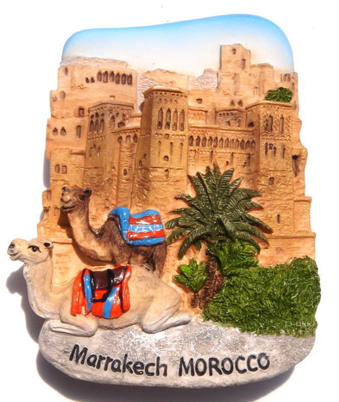 Souvenir Kasbah of Ait Ben Hadou, Marrakech, MOROCCO, High Quality Resin 3D Fridge Magnet