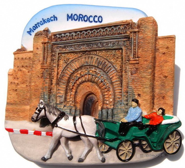 Souvenir Bab Agnaou, Marrakech, MOROCCO, High Quality Resin 3D Fridge Magnet