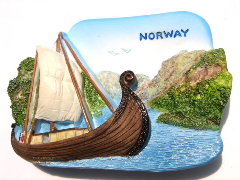 Souvenir Viking Ship, NORWAY, High Quality Resin 3D Fridge Magnet