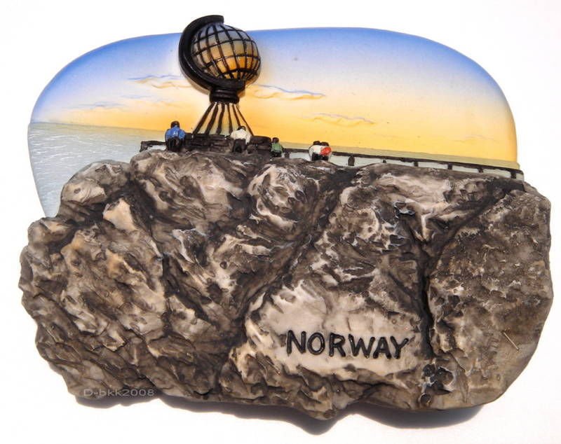 Souvenir Midnight Sun, North Cape, NORWAY, High Quality Resin 3D Fridge Magnet