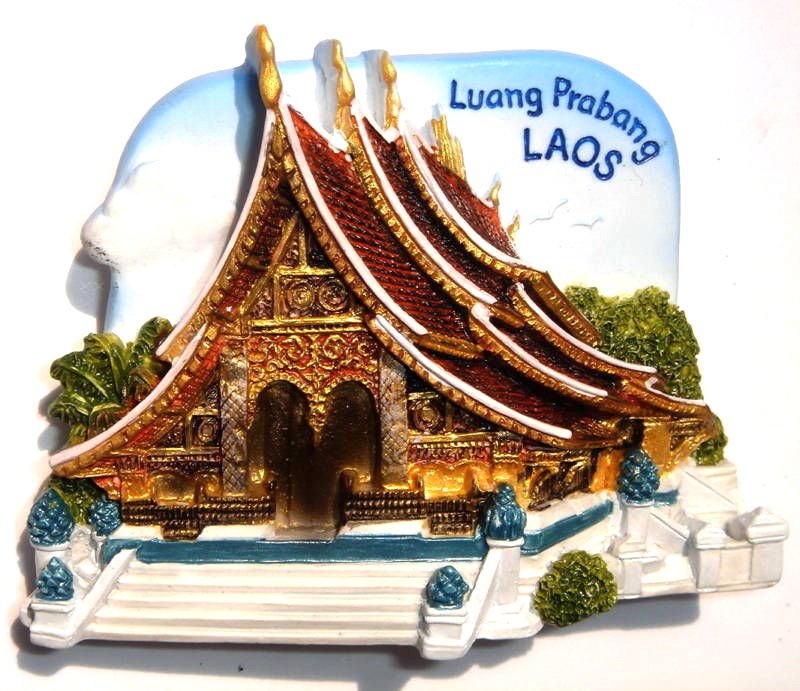 Souvenir Wat Xieng Thong, Luang Prabang, LAOS, High Quality Resin 3D Fridge Magnet