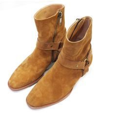 Handmade Mens brown color ankle high boots, Men genuine suede boot