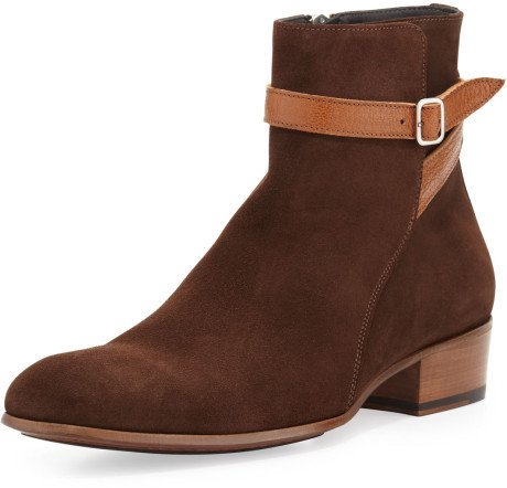 New Pure Handmade Mens Jodhpur Brown Suede Ankle Boots, Men dress boots