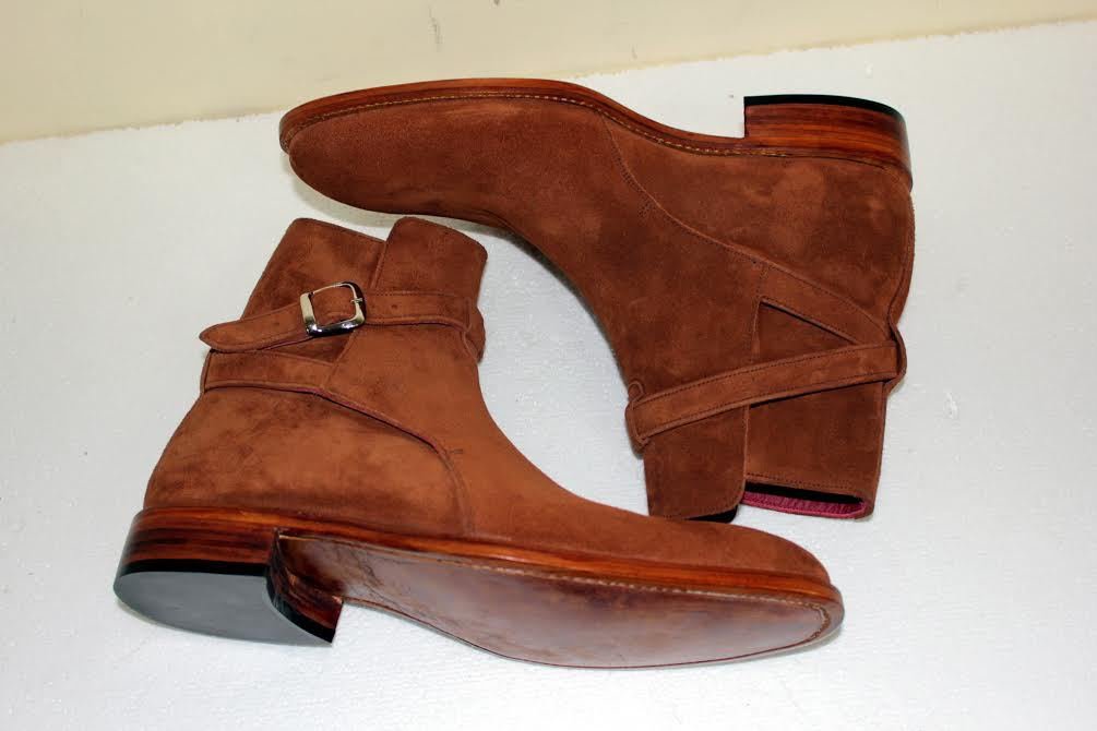 Men's Tan Brown Suede Jodhpurs Boot, Menâs Ankle Suede Boots FAST SHIPPING