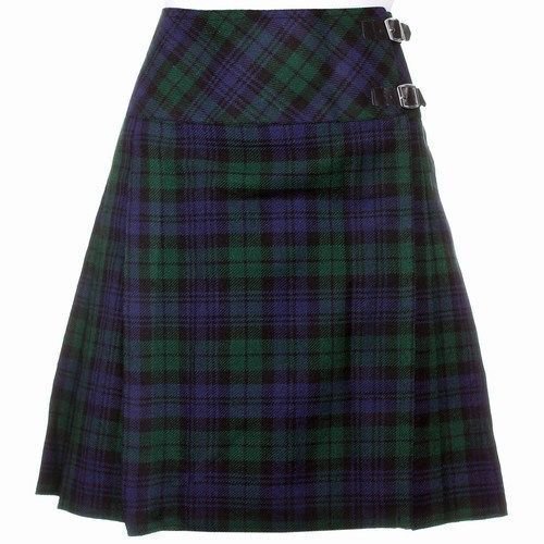 Size 32 Ladies Billie Pleated Kilt Knee Length Skirt in Black Watch Tartan