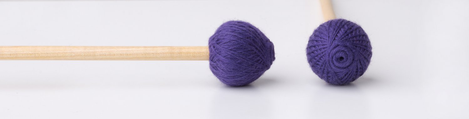 Ashkatan Sutai T16 Medium Marimba Mallets - Maple Handle, Purple Yarn