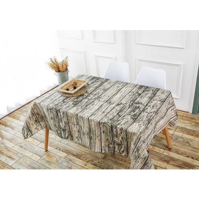Retro Wooden Wallpaper Dustproof Coffee Rectangular Tablecloth Hot Selling Restaurant Table Cloth