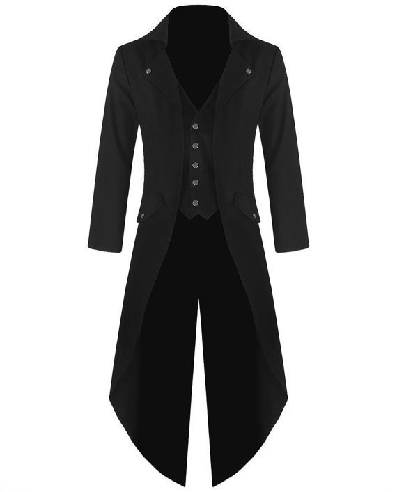 Mens Steampunk Tailcoat Jacket Black Gothic Victorian Coat