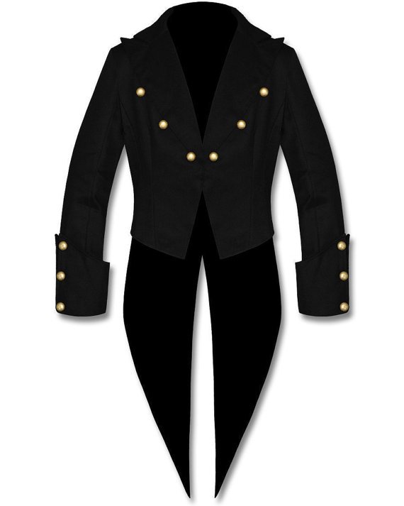 Mens Tailcoat Steampunk Gothic Victorian BLACK Swallowtail Jacket Coat