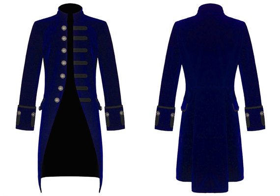 Mens Steampunk Vintage Tailcoat Jacket Velvet Gothic Victorian BLUE/BLACK/RED Frock Coat