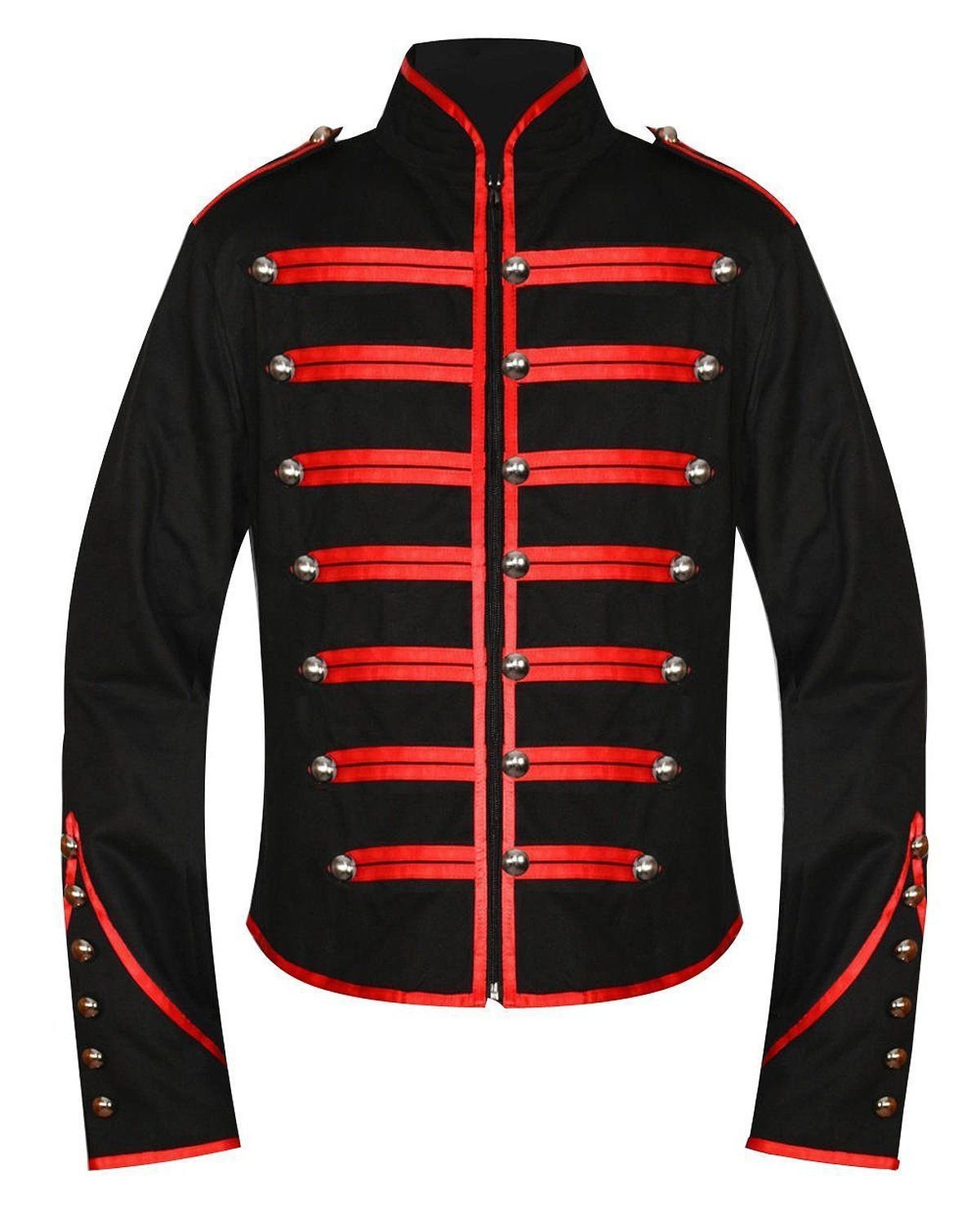 Men Black Parade Military Marching Banned Drummer Jacket