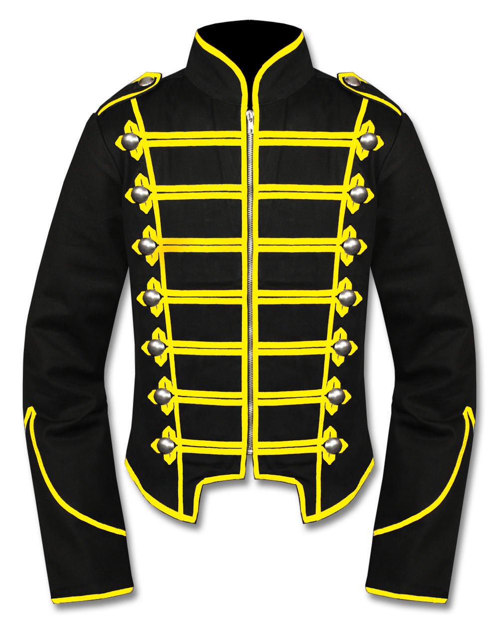 Handmade Men Black/Yellow Military Marching Band Drummer Jacket