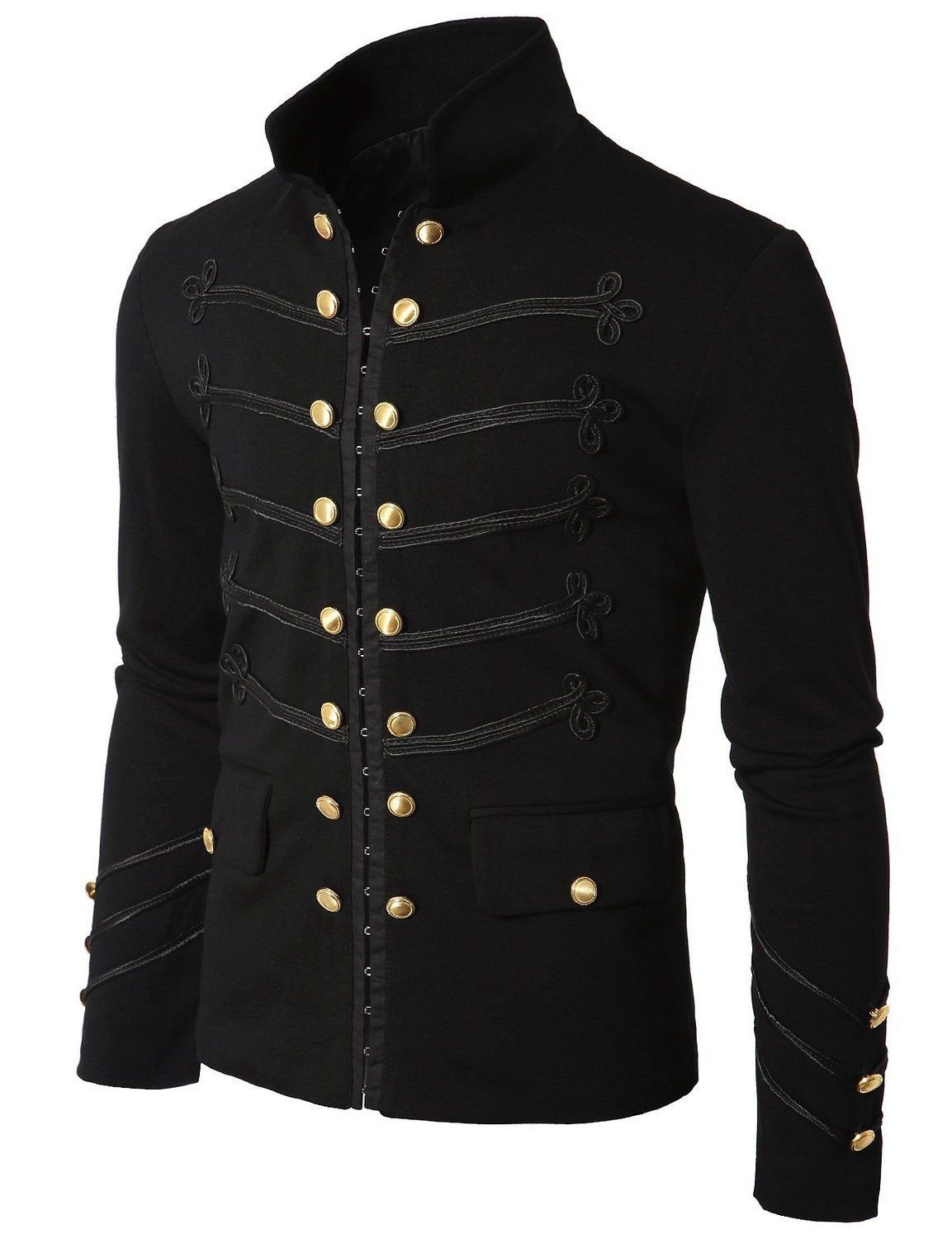Handmade Black Embroidery Military Napoleon Hook Jacket