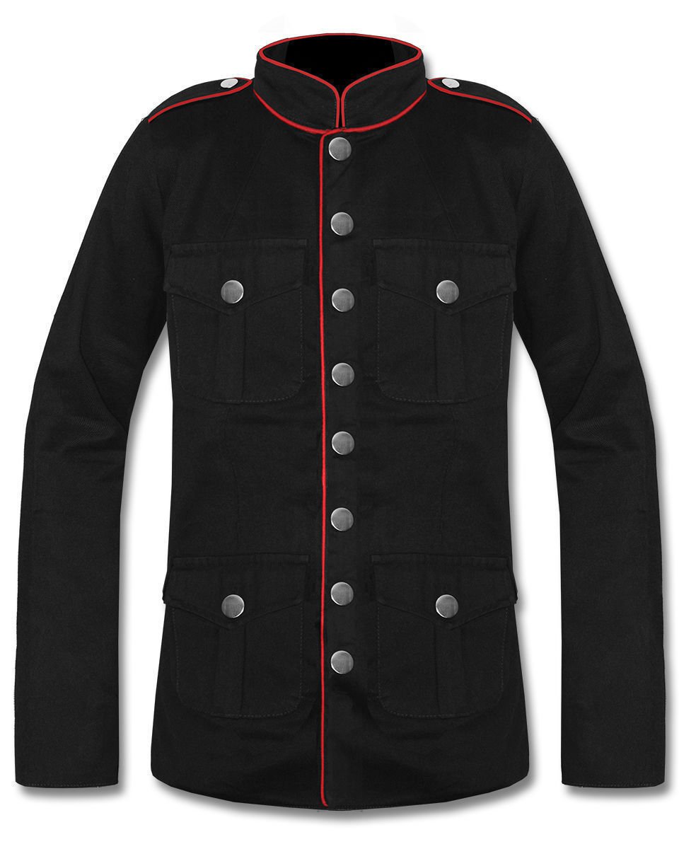 Mens Military Jacket Black Goth Steampunk