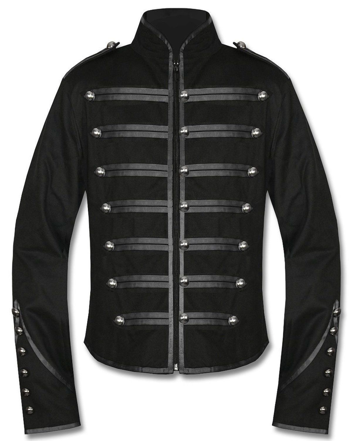 Handmade Men Black Parade Military Marching Banned Drummer Jacket