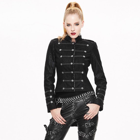 Punk Winter Women Jacket Stand Collar Double-breasted Casual Coat
