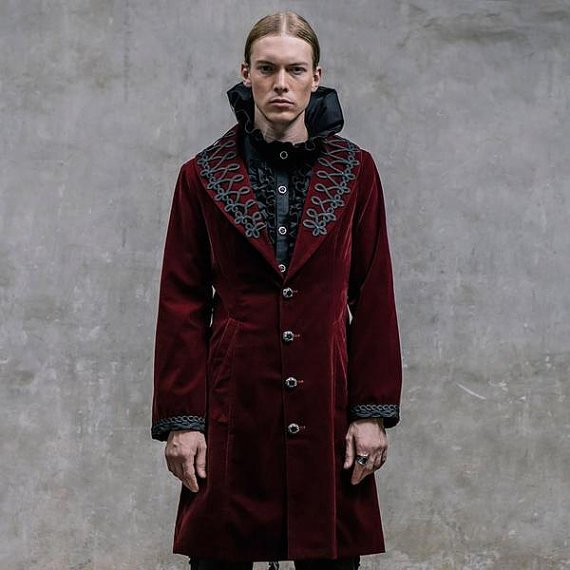Gothic Men's Dress Coat Steampunk Lapel Neck Winter Long Jacket
