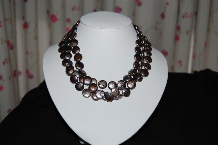 Triple Strand Peacock Coin Pearl N1060