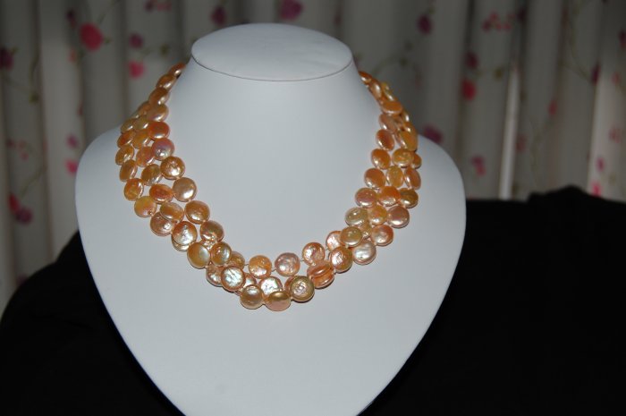 Triple Strand Pink Coin Pearl N1062